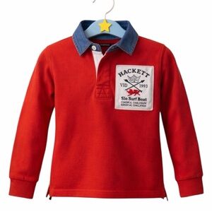 Hackett London Boys Red Long Sleeve Polo | Oxford Cambridge Boat Race | Size 7–8